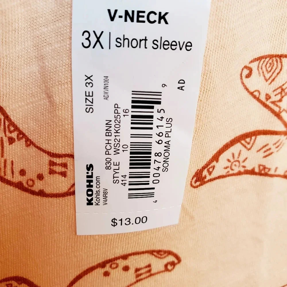 SONOMA | NWT Everyday V-Neck Tee w/ Bananas sz 3X - Picture 6 of 9